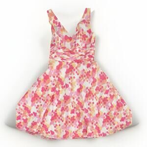 Maggie London Cotton Dress Women 6P Petite Pink Polkadot Confetti fit and Flare